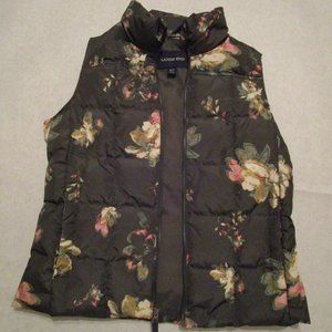 Land's End Down puffy vest, olive/floral Size M. EUC!